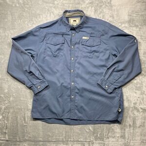 Dakota Grizzly Mens Blue Long Sleeve Button Down Shirt Outdoor Fishing 2XL